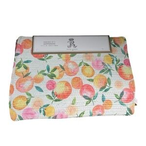 Rachel Ashwell Set of 4 Placemats Napperons Peach Fruit Botanical Print